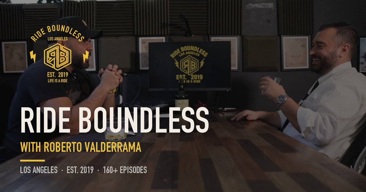 Roberto Valderrama recording an episode of Ride Boundless in the Los Angeles studio