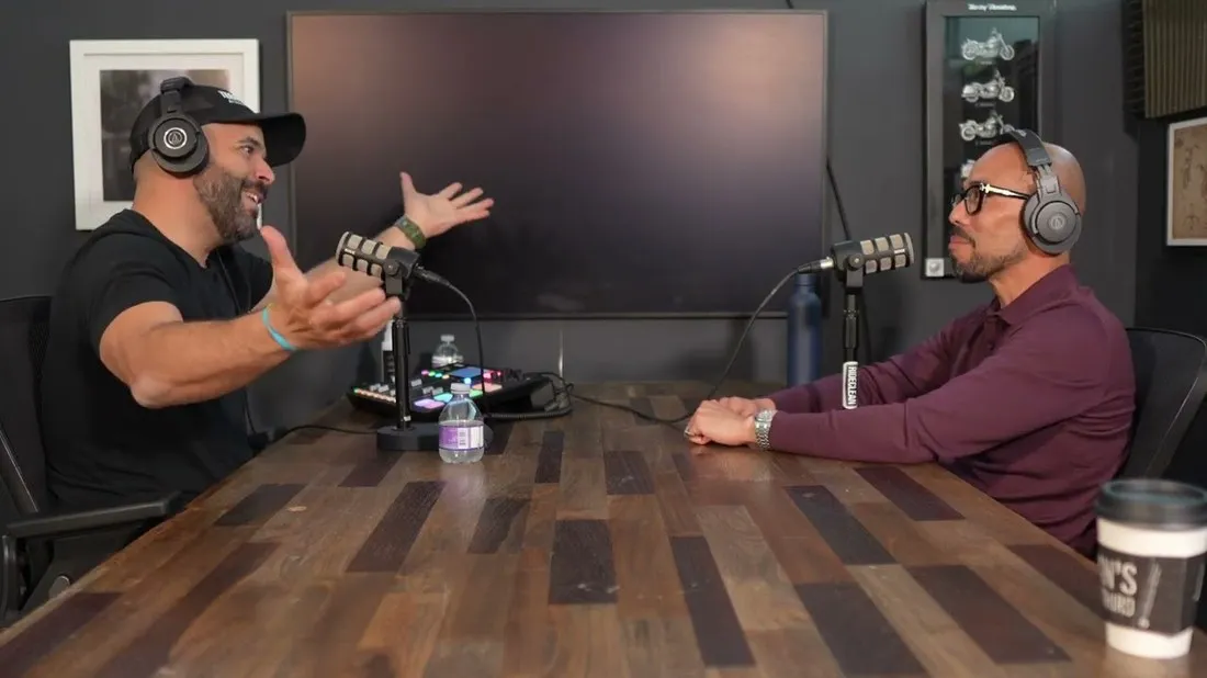 Roberto Valderrama mid-conversation at the Ride Boundless studio table
